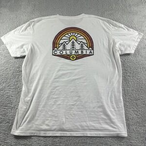 Columbia Shirt Mens‎ 2x White Graphic Double Sided Outdoors Camp Hiking Fishing